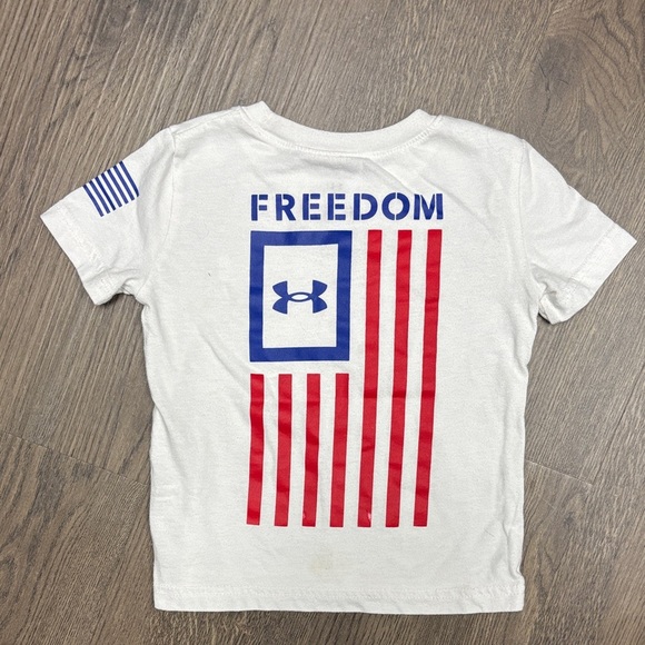 Under Armour Kids 2T White Tee with Red and Blue FREEDOM Design. Exclnt Cndtn! - Picture 1 of 7